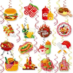 30Pcs Summer BBQ Picnic Party Hanging Swirls Decor BBQ Baby Shower Summer Carnival Decorations