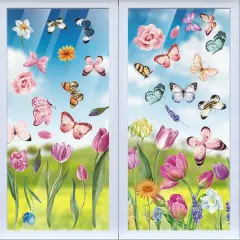 Spring Flower Window clings Decorations Window Decals Stickers for Office Home