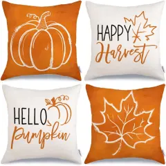Fall Pumpkin Maple Leaves Pillow