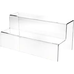 Plymor Clear Acrylic 2-Step Solid Back Display Stairs, 8.25" H x 18" W x 8.5" D