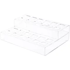 Plymor Clear Acrylic 2-Level Display Stand for 24 Square Lipstick Tubes, 3" H x 9.5" W x 7.5" D