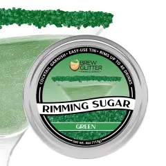 Brew Glitter - Green Rimming Sugar (4oz, 1x Bar Tin) Cocktail Garnish for Mixed Drinks & Refreshments