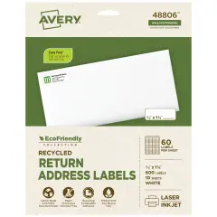 Avery EcoFriendly Recycled Address Labels, 2/3" x 1-3/4", Matte White, Permanent Adhesive, Laser & Inkjet Printers, 600 Printable Labels (48806)