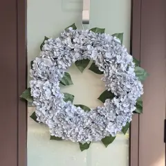 Capri Luxury Gray with blue shades Silk Hydrangea Wreath Flowers21'' UV Resistant, All-Season Beauty
