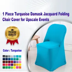 1 Piece Turquoise Damask Jacquard Folding Chair Cover for Upscale Events