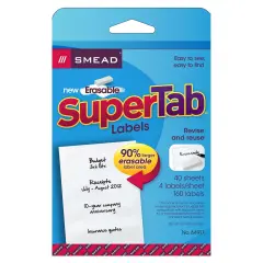 Erasable SuperTab&reg; File Folder Labels, White, 160 Labels