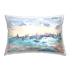Sailboats in Rushing Waves Decorative Printed Throw Pillow Design by Melissa Wang, 14 x 7 x 20