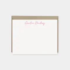 Pink Script Note Cards