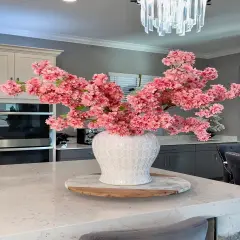 Japan Bright Pink Silk Cherry Blossom Flower 40" Tall, Set of 3 BranchesRealistic Faux Floral Stems for Home