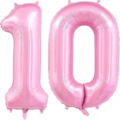 Pastel Pink 10 Balloon Number,40 Inch Light Pink 10 Balloons Large