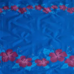 1 Yard Hibiscus Double Border Polyester Fabric, 60 Inches Width, Durable Tropical Print Materia Royal/Magenta