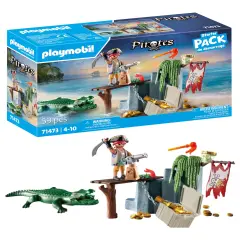 PLAYMOBIL Starter Pack 71473 Pirate with Alligator from 4 Years, Einheitsgr&ouml;&szlig;e