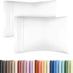King Pillow Cases Set of 2 - Hotel Quality Queen Pillowcase Covers - Ultra-Soft, Comfortable, Cozy Bedding for Women, Men, Kids & Teens - Wrinkle Free & Machine Washable - White (No Pillows Included)