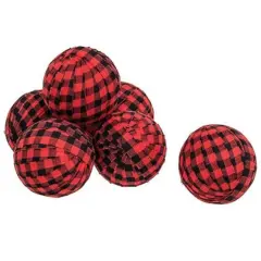 6-set Buffalo Check Fabric Rag Balls Red & Black