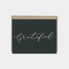 "Grateful" Script Thank You Wedding Card