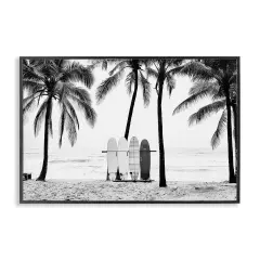 Stupell Industries Centered Surf Boards View Framed Giclee Wall Art Design by Sisi and Seb
