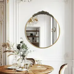 Wall Mirror Classic Baroque Brass Mirror Antique Gold Round Home Decor 31.50inch