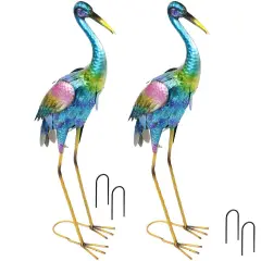 Crane Indoor/Outdoor Metal Garden Statue - 29 in - Set of 2