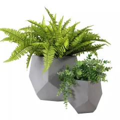 2-Piece Square-Top Cement Planters - Moondust