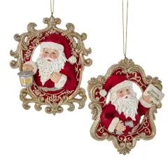 Red Santa Ornaments, 2 Assorted