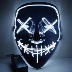Kitcheniva Halloween Purge Rave Party Light Up Stitches Scary LED Mask White