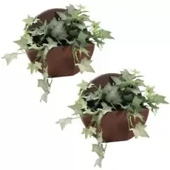 12 in Round Wall-Mounted Outdoor Planter - Dark Brown - Set of 2