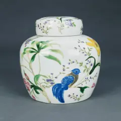 AA Importing Birds and Flowers Round Ginger Jar with Lid Multicolor