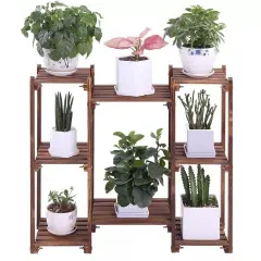 Customized Wood Plant Stand Indoor Outdoor Plant Shelf Flower Potted Holder Rack