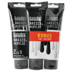 Liquitex Basics Acrylic Paints - Set of 3, White and Black, 118 ml