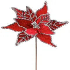 24" Tinsel Edge Velvet Poinsettia Flower