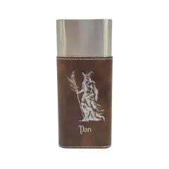 Cigar Case with Cutter - Pan God of Nature - Leather Rustic/Silver