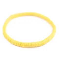 The Bead Chest Boho Stretch Bracelet, Yellow - Stackable African Vinyl Heishi, Unisex for Men & Women
