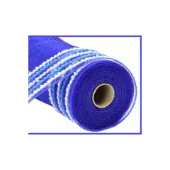 10.5" Drift Border Edge Mesh Ribbon: Royal Blue/White (10 Yards)