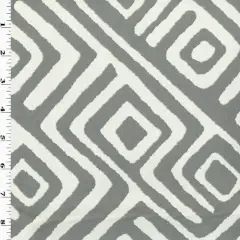 Gray/White Abstract Diamond Double Jacquard Decor Fabric By the Yard