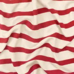 Red-Ivory Stripe Stretch Spandex Rayon Modal Jersey Knit Fabric By the Yard