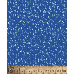 Floral Vines Blue Cotton Fabric | By the Yard | Sewing and Crafting | 44 inches wide