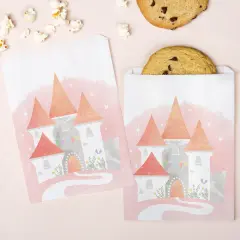 Big Dot of Happiness Princess Paper Treat Bags, Girls Birthday Party Candy Bags, Individual Greaseproof White Paper Sandwich Cookie Bags - 25 Count