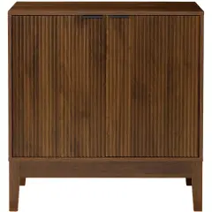 Best Choice Products 2-Door Reeded Storage Cabinet w/ Soft-Close Doors, Multipurpose Accent Furniture Walnut