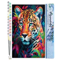 Figured'Art Paint by Numbers for Adults Colorful Abstract Leopard 16"x20" - Craft Art Painting DIY Kit Rolled Canvas Without Frame