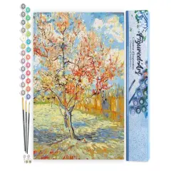 Figured'Art Paint by Numbers for Adults Van Gogh The Pink Peach Tree 16"x20" - Craft Art Painting DIY Kit Rolled Canvas without frame