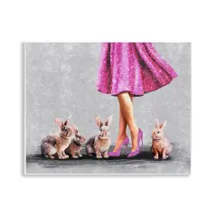Stupell Industries Chic Woman with Rabbits Wall Plaque Art Design by Svetlana Aleynikova