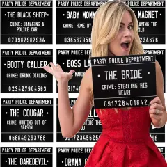 40 Unique Crimes on 20 Bachelorette Party Mugshot Signs! Game and Activity instructions included! These Photobooth Props are also a great idea for Birthdays, Girls Night Out, Stagettes and NYE! Welcome to Seller Assistant Please log in to your acco
