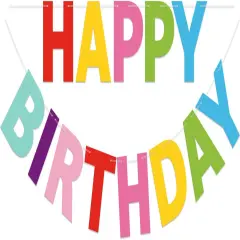 Happy Birthday Banner 9ft Colorful - Pre-Strung No DIY Backdrop Sign for Parties, Adults, Kids, Boys & Girls - Reusable Birthday Decorations & Party Supplies