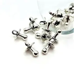 Tiny Silver Pacifier 3D Charms, 13x9mm