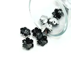Gray Glass Faceted Snowflake Christmas Charms, 14x12mm