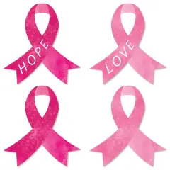 Big Dot of Happiness Pink Ribbon Decor - Small DIY Breast Cancer Awareness Cut-Outs - 24 Count