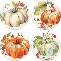 4 Pack - Fall Pumpkin Coaster Autumn Round Drink Coasters