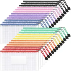 24 Pack Mesh Zipper Pouch Bags with Label Pocket