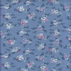 1 Yard Linen Look Printed Woven Fabric Durable Floral Design Drapery 58/59" Width BLUE