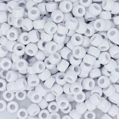 MIIIM 1200PCS 6x9mm Pony Beads Bulk, White Pony Beads for Bracelets Making Kit, Kandi, Hair Braids Crafts for Jewelry Making (White)